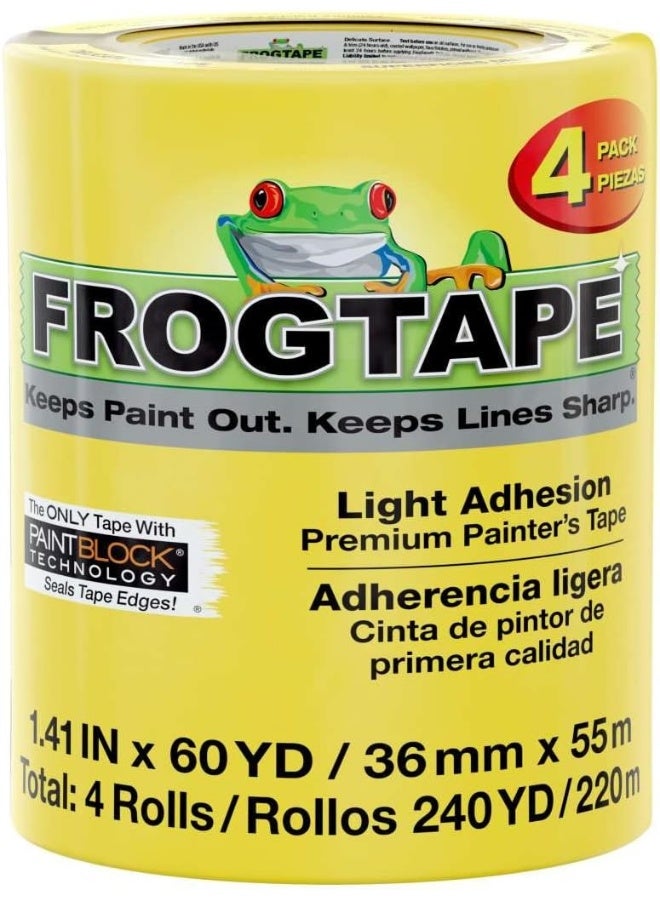 FrogTape Delicate Surface Painter'S Tape With Paintblock, 1.41 Inch X 60 Yards, 4-Pack, Yellow  - Image 5