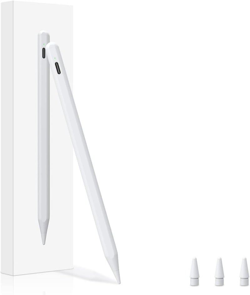 iafer Pencil for i-Pad 2018-2026, Fast Charge Tilt Sensitivity Palm Rejection Stylus Pen for i-Pad A16 11/10/9/8/7/6th Gen, Pro 11/12.9/13 M4, Air 3/4/5/M2/M3, Mini 5/6/7/A17 Pro (White) - Image 1