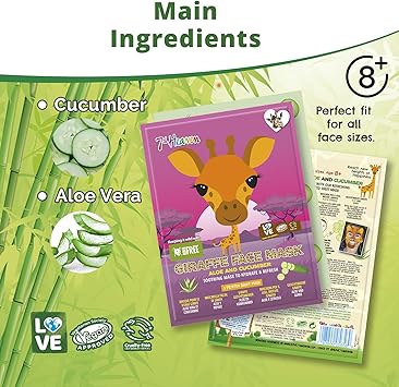 7th Heaven Born Free Giraffe Face Mask Enriched with Cucumber and Aloe Vera - Image 3