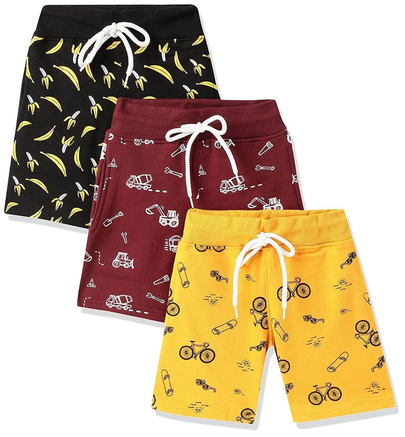 T2F Boys Cotton Printed Shorts with Two Side Pockets (Pack of 3), Assorted, 7-8 Years - Image 4