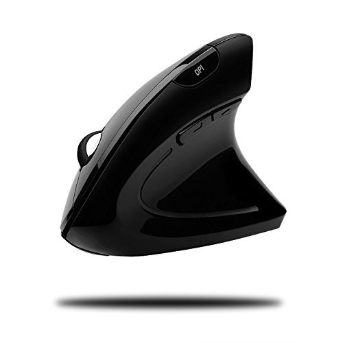 Adesso iMouse E10 - Vertical Ergonomic Optical 6-Button 2.4 GHz RF Wireless Mouse - Right Hand Orientation, Black - Image 1