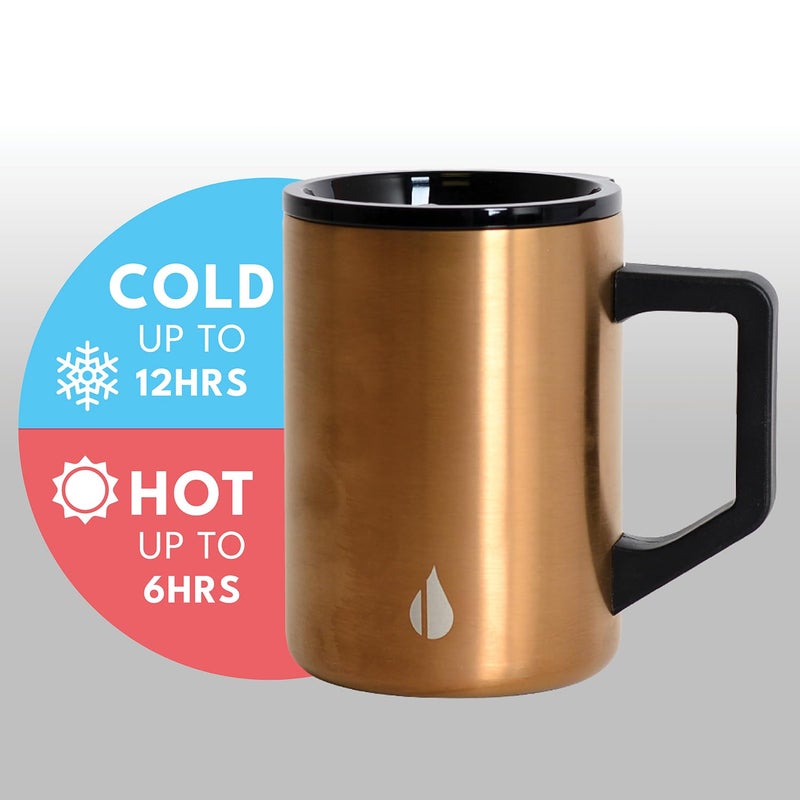 Elemental Insulated Coffee Mug - Triple-Wall Stainless Steel Summit Travel Cup for Hot and Cold Drinks - Thermal Coffee Mug with Lid and Handle for Camping, Office & Travel 16oz - Copper - Image 3