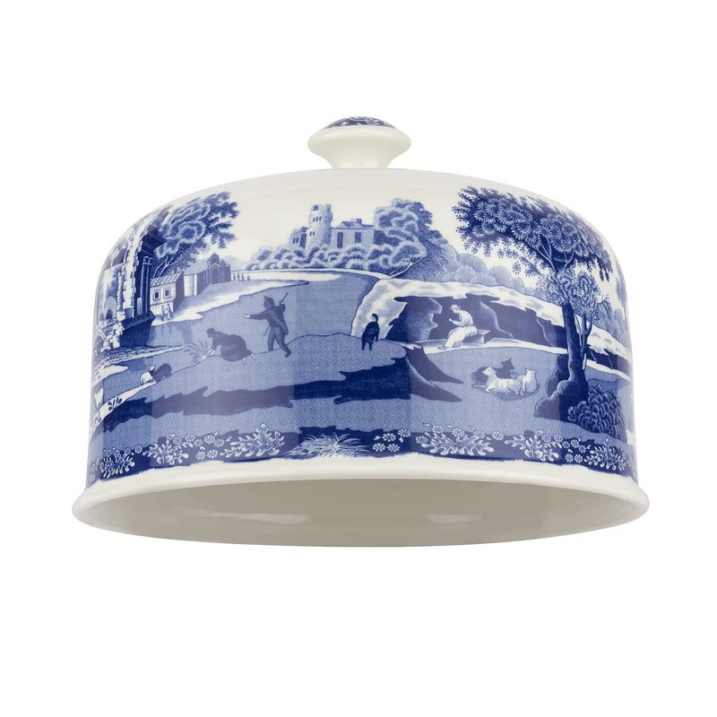 Spode Blue Italian 2 Piece Serving Platter with Dome Cover, Multifunctional Tray for Cake, Pastries, and Cheese, Made of Porcelain, Measures 11.5-Inches, Dishwasher Safe - Image 2