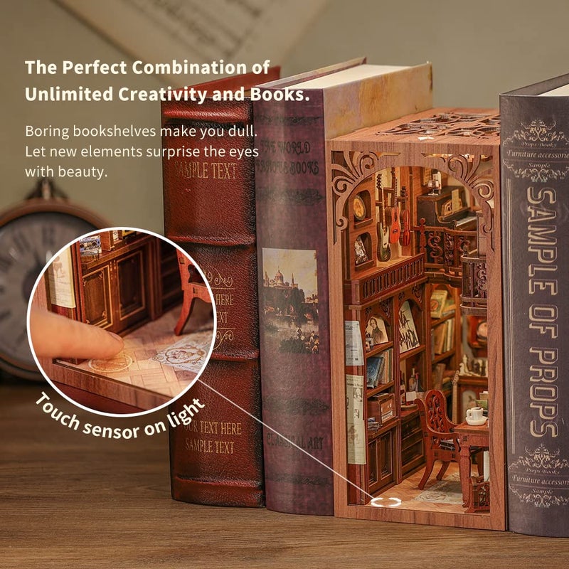 CUTEBEE Book Nook Kit - DIY Miniature House Kit for Adults and Teens, Dollhouse Booknook Tiny House Model Build Bookshelf Decor, Gifts for Family, Friends - Image 3