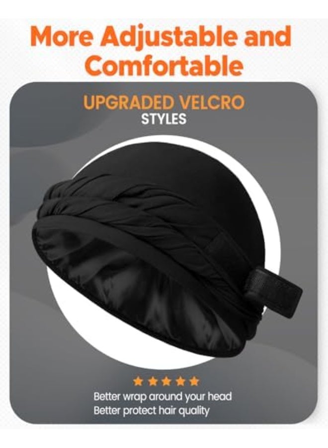 KOWVOWZ Satin Lined Halo Turban Durag, Silk Head Wraps Pre-Tied Skull Beanie, Sleeping Bonnet with Long Twist Strap for Sleeping Men & Women - Image 2