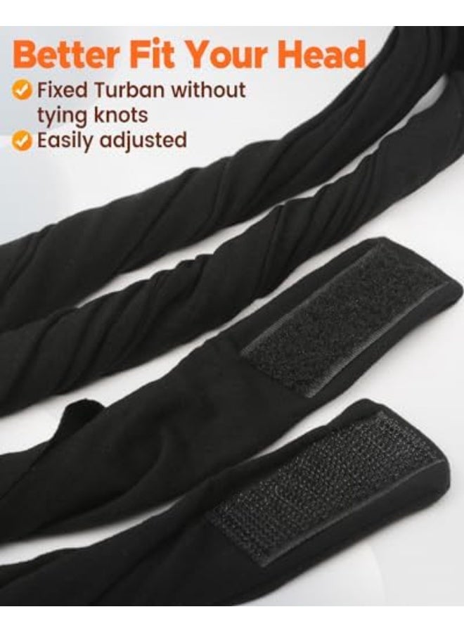 KOWVOWZ Satin Lined Halo Turban Durag, Silk Head Wraps Pre-Tied Skull Beanie, Sleeping Bonnet with Long Twist Strap for Sleeping Men & Women - Image 5