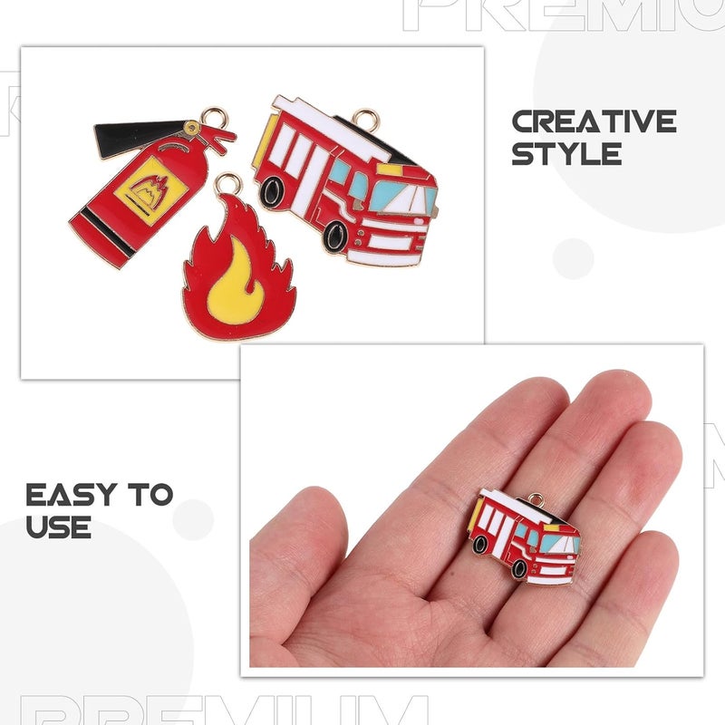 FUOYLOO 30pcs Firefighter Themed Keychains - Pendant, Firetruck Charm for Birthday Party Favor Supplies - Fireman Gift for Appreciation - Image 3
