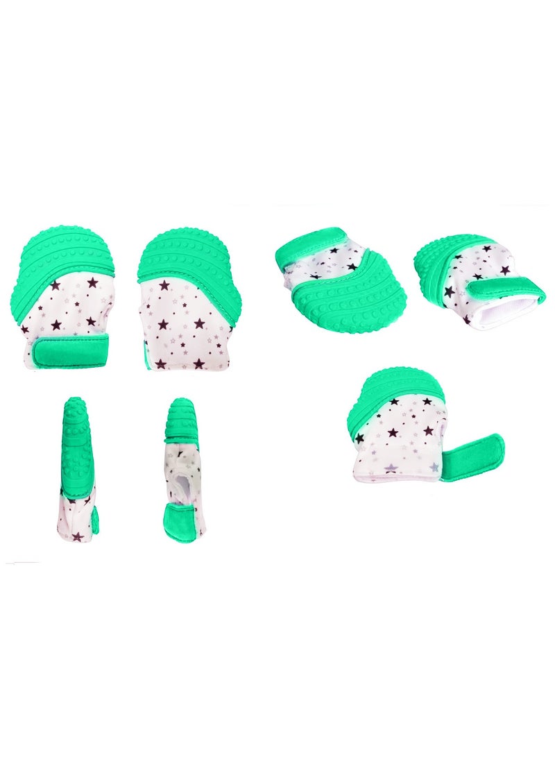 Bebiland Baby Teething Mitten, Self Soothing Teether and Teething Pain Relief Toy and Prevent Scratches- One glove (Green)  - Image 2