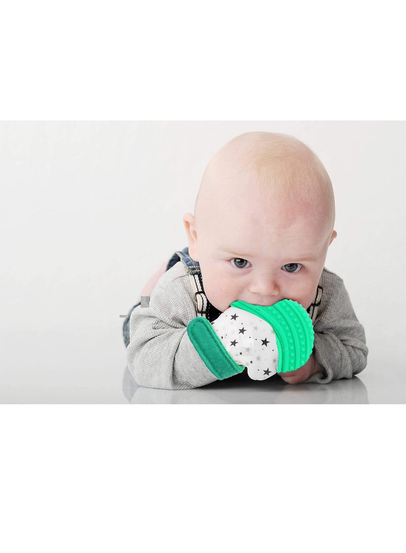 Bebiland Baby Teething Mitten, Self Soothing Teether and Teething Pain Relief Toy and Prevent Scratches- One glove (Green)  - Image 3