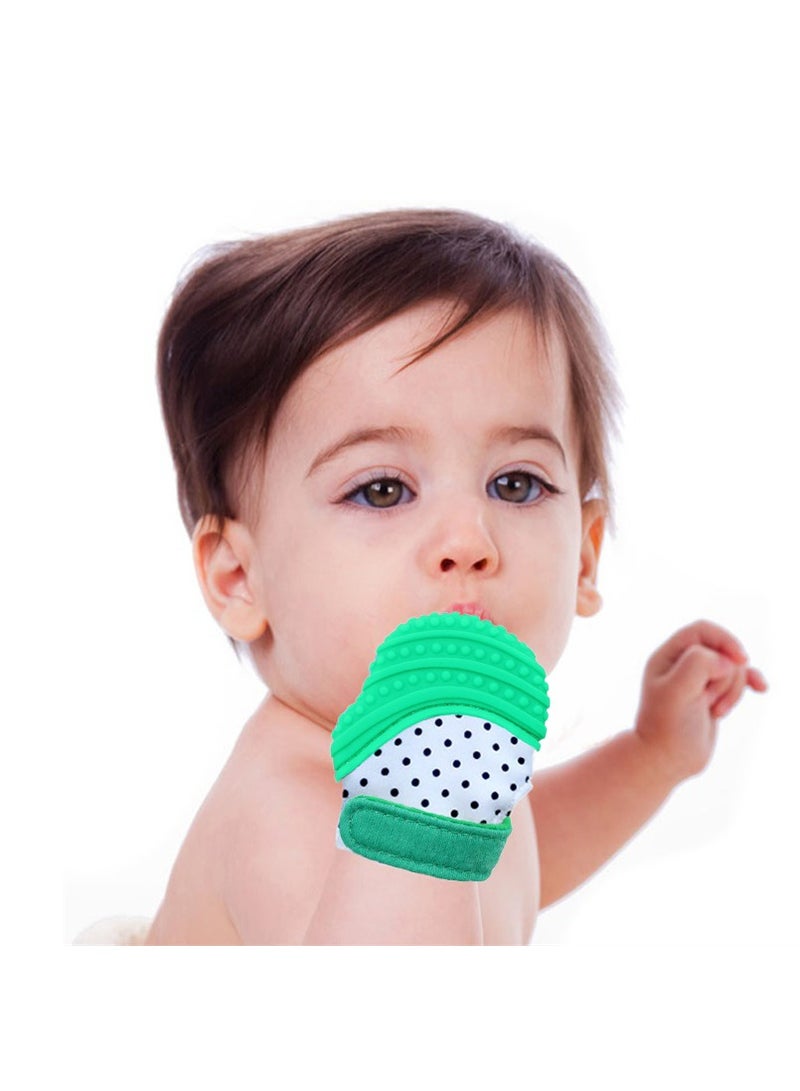Bebiland Baby Teething Mitten, Self Soothing Teether and Teething Pain Relief Toy and Prevent Scratches- One glove (Green)  - Image 4