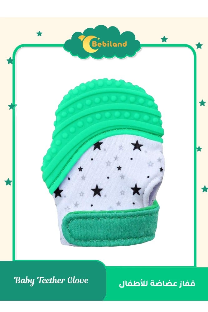 بيبي لاند قفاز التسنين للأطفال، عضاضة ذاتية التهدئة ولعبة تخفيف آلام التسنين ومنع الخدوش (أخضر) - Image 1