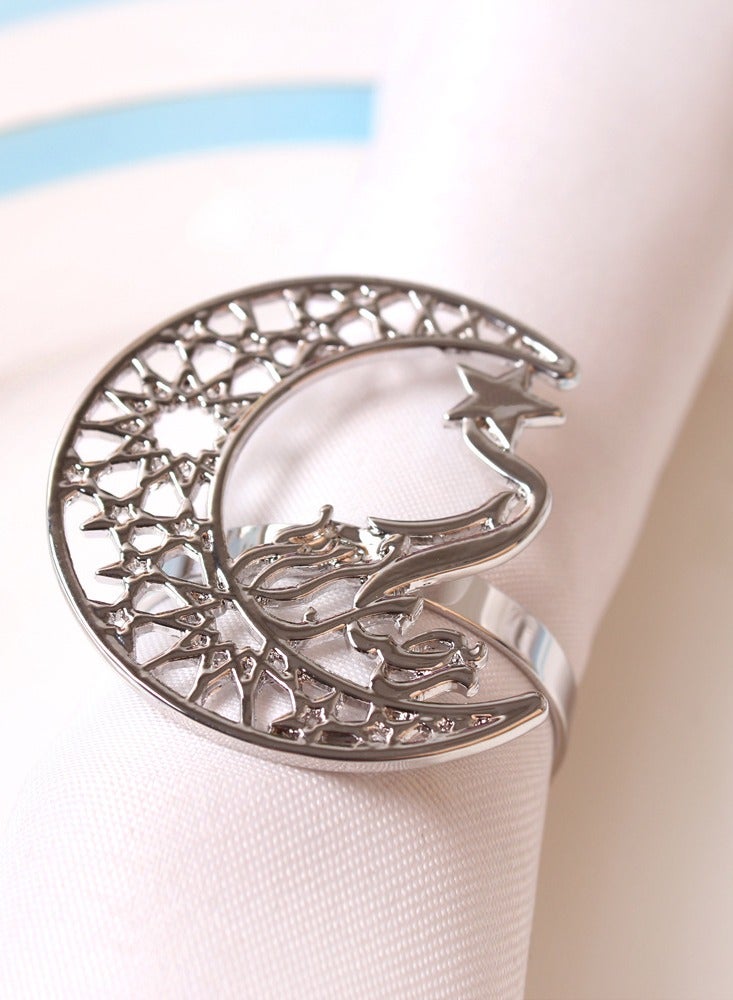 10 pcs Star and moon napkin ring, metal silvery napkin ring Ramadan decoration home and party napkin Buckles.  - Image 2
