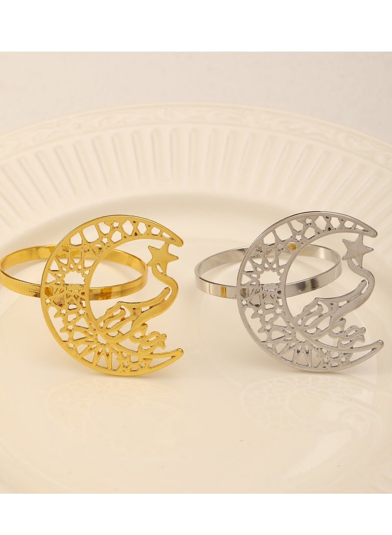 10 pcs Star and moon napkin ring, metal silvery napkin ring Ramadan decoration home and party napkin Buckles.  - Image 3