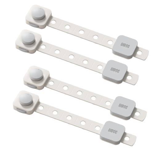 LILBEE Child Safety Locks – Dual Locking System for Cabinets, Drawers, Fridge, Toilet Seats, Furniture (Pack of 4, White) - Image 1