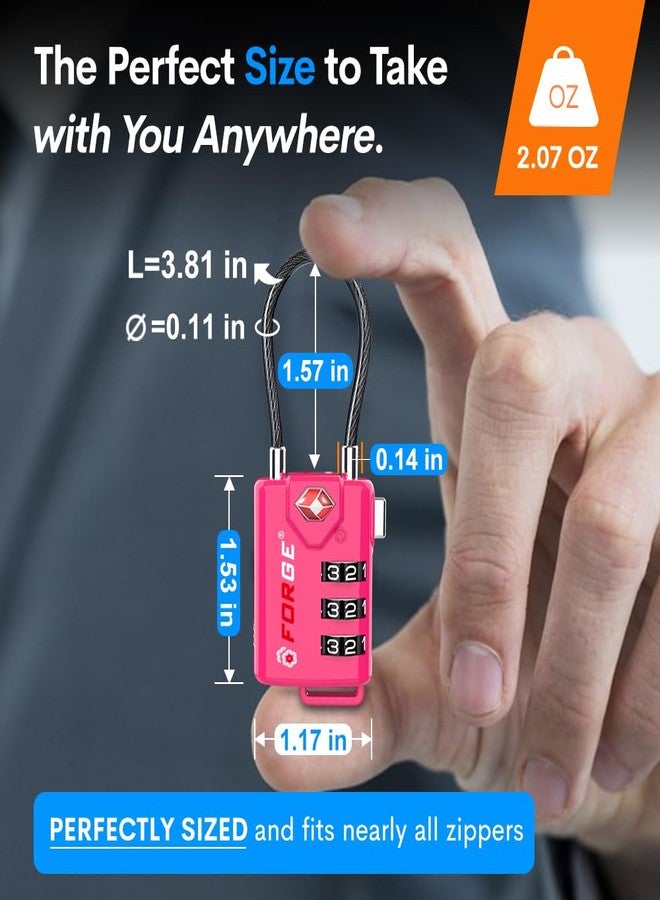 Forge TSA Approved Cable Luggage Locks, Re-settable Combination with Alloy Body - Image 5