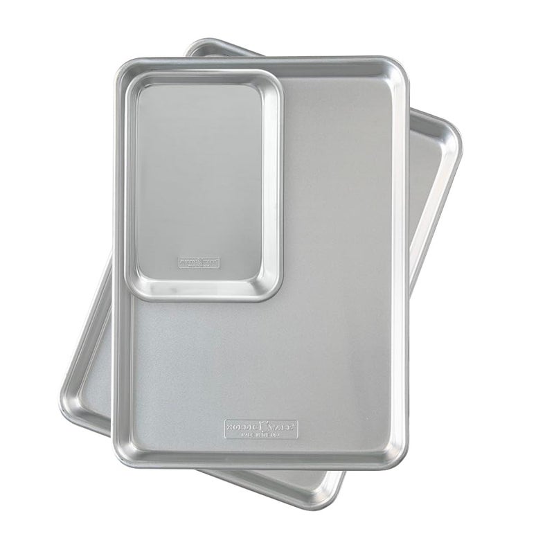 Nordic Ware Naturals Half Sheet Set USA Made Aluminum Commercial Quality Sheet Pan for Baking or Roasting Encapsulated Galvanized Steel Rim Prevents Warping 2pk Half 18 Sheet