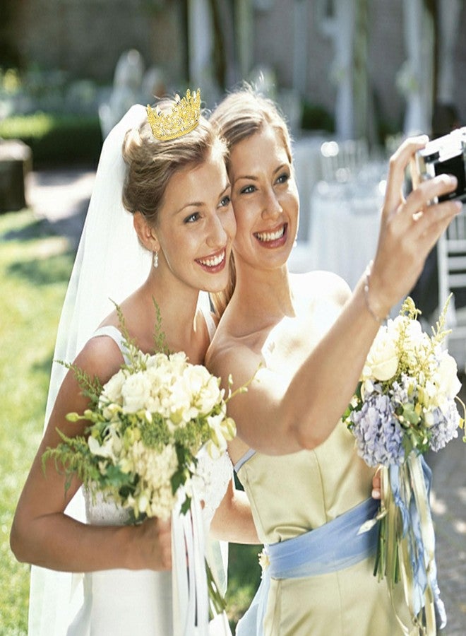 CAVETEE Mini Crown Cake Topper, Small Princess Tiara Crystal Crown Flower Bouquets Accessories for Cake Topper, Flower Arrangements and Decorations (gold) - Image 3