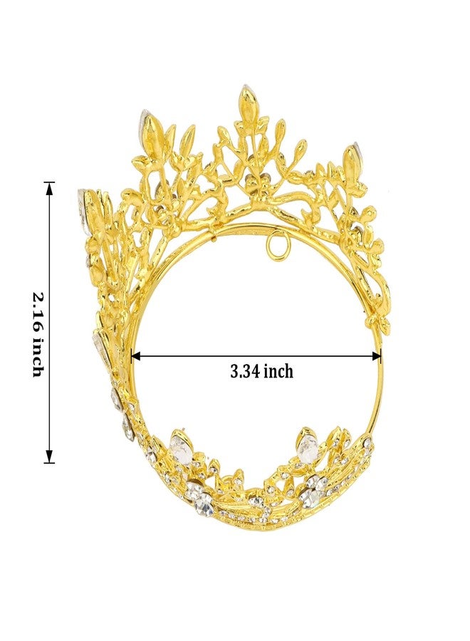 CAVETEE Mini Crown Cake Topper, Small Princess Tiara Crystal Crown Flower Bouquets Accessories for Cake Topper, Flower Arrangements and Decorations (gold) - Image 2