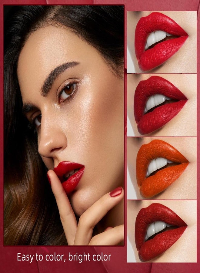 FYEBOO 4 Colors Matte Lipstick Mini Little Tube Lip Stain, Velvet Lipstick Set, Red Moisturizer Smooth Lip Stick, Long Lasting 24 Hours Non-Sticky - Image 4