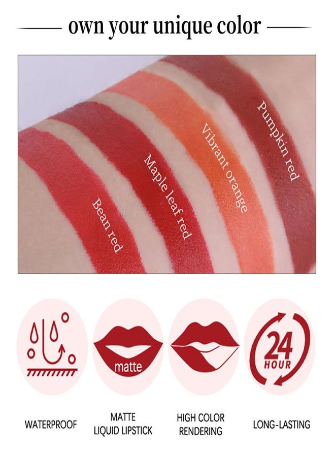 FYEBOO 4 Colors Matte Lipstick Mini Little Tube Lip Stain, Velvet Lipstick Set, Red Moisturizer Smooth Lip Stick, Long Lasting 24 Hours Non-Sticky - Image 3