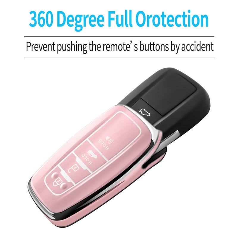 Autophone Compatible With Toyota Key Fob Cover with Keychain Soft TPU Key Shell Case,For 2019-2025 Rav4 2019-2024 Camry 4 Runner 2020-2022 Highlander Corolla Prius C-HR Avalon GT86ï¼ˆChalk Pinkï¼‰ - Image 4