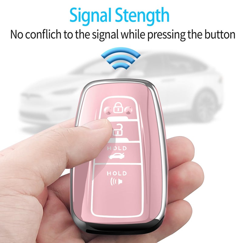 Autophone Compatible With Toyota Key Fob Cover with Keychain Soft TPU Key Shell Case,For 2019-2025 Rav4 2019-2024 Camry 4 Runner 2020-2022 Highlander Corolla Prius C-HR Avalon GT86ï¼ˆChalk Pinkï¼‰ - Image 5