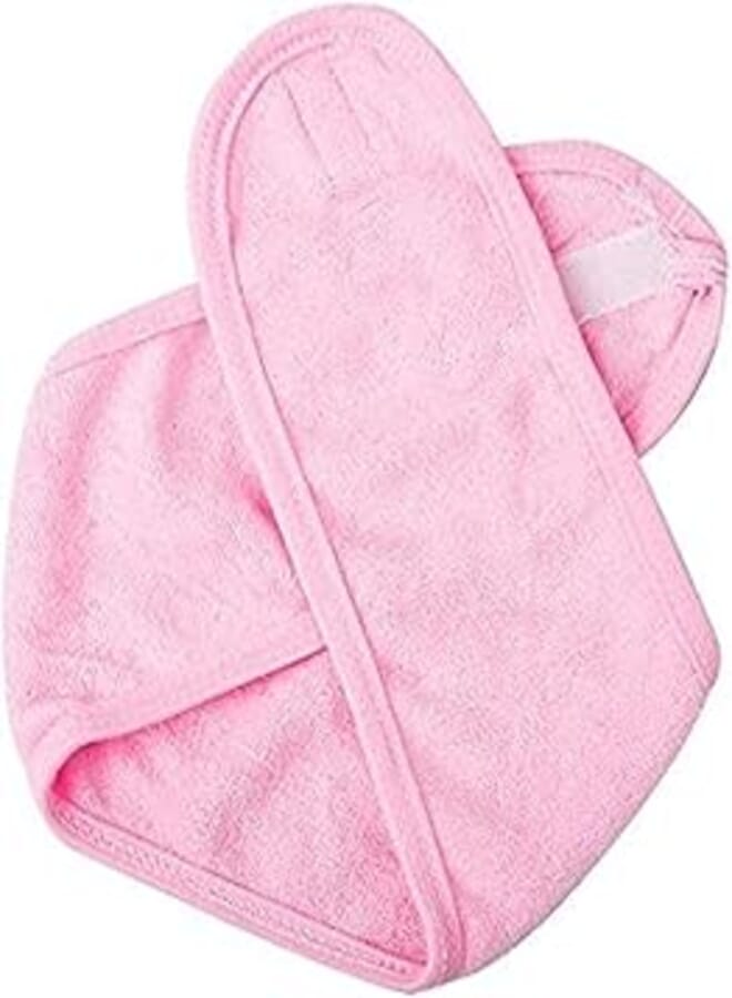Terry Cloth Facial Headband with Magic Tape (Pink)