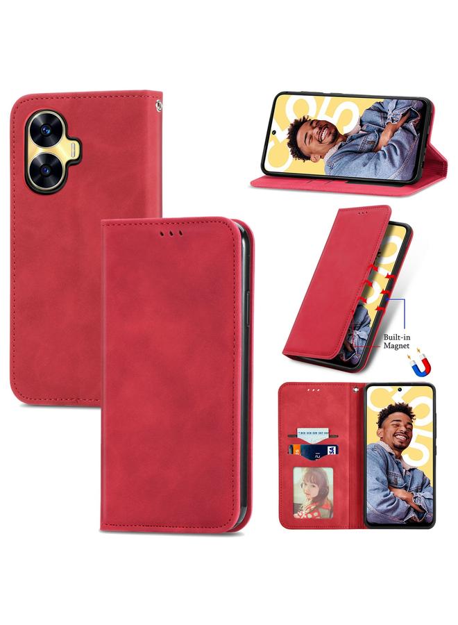 S-TOP Case For Realme C55 Retro Skin Feel Magnetic Leather Phone Case - Image 1