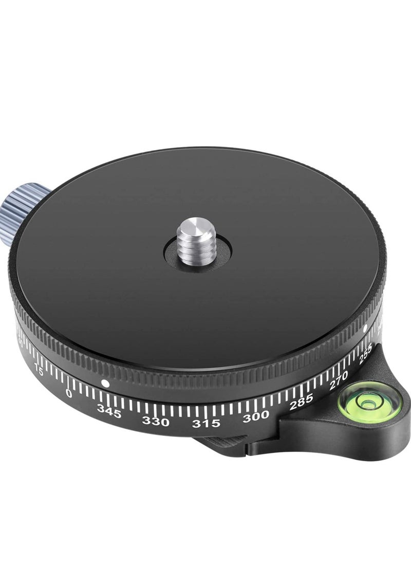 Barakah Camera Panoramic Panning Base with Arca Swiss Style Plate, 3/8" Screw Aluminum Alloy  Black Panorama Tripod Head Bubble Level for Monopod DSLR Cameras, Load Capacity 22 LBS - Image 1