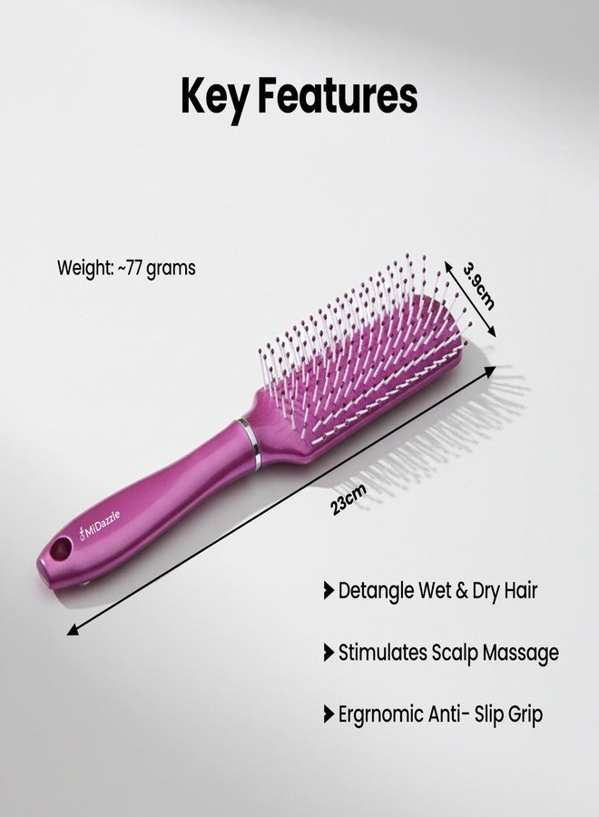 Midazzle Styling Flat (NEO) Hair Brush | Professional Detangling & Straightening Brush for Smooth, Frizz-Free Hair | Suitable for Women & Men (MIHB0038) - Image 3