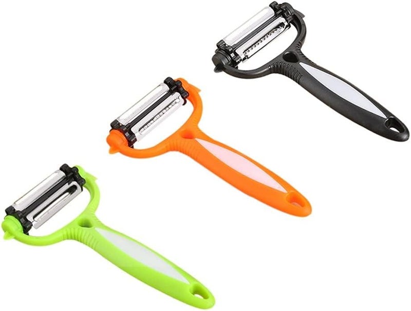 ECVV 3-in-1 Rotatable Stainless Steel Blade Peelers for Kitchen | Potato | Apple Vegetable Peelers for Kitchen | Carrot and Potato Peeler | Non-Slip Comfortable Handle (Random Color) - Image 4