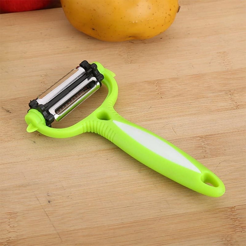 ECVV 3-in-1 Rotatable Stainless Steel Blade Peelers for Kitchen | Potato | Apple Vegetable Peelers for Kitchen | Carrot and Potato Peeler | Non-Slip Comfortable Handle (Random Color) - Image 3