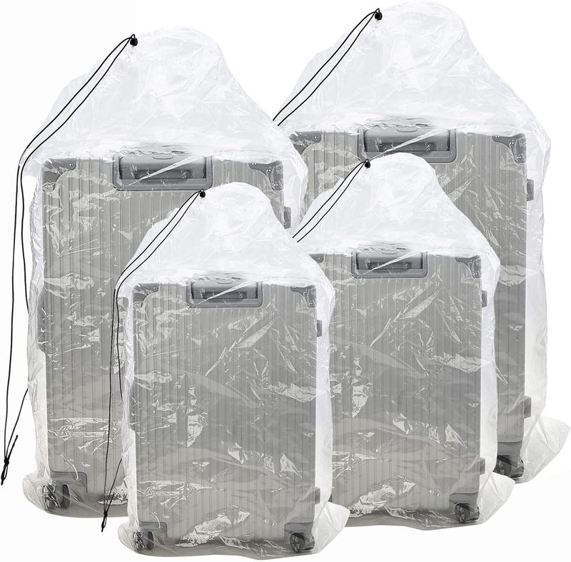 TRINKA 31x62 inches Extra Large Clear Drawstring Dust Covers Plastic Storage Bags Set of 4 Multi-Purpose for Storage and Keeping Luggage, Suitcase Good for Household Organizing Reusable - Image 1
