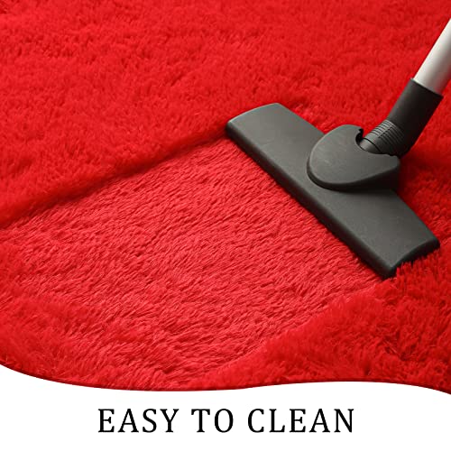 Chicrug Soft Area Rugs for Bedroom Living Room Plush Fluffy Rug 2x4 Feet, Shag Furry Area Rug Carpet Non Shedding for Nursery Children Kids Girls Room Home Decorative, Red - Image 5