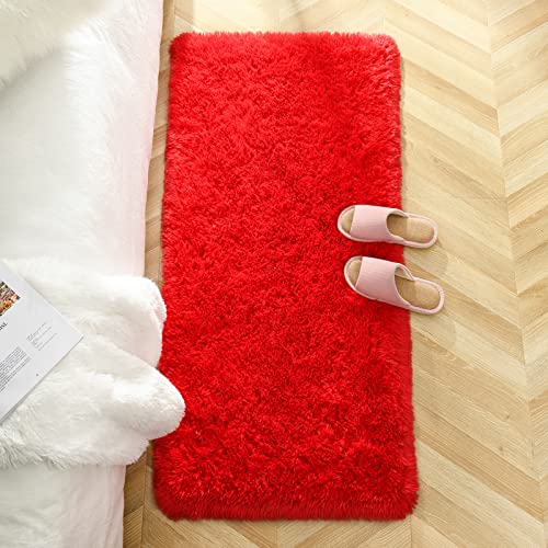 Chicrug Soft Area Rugs for Bedroom Living Room Plush Fluffy Rug 2x4 Feet, Shag Furry Area Rug Carpet Non Shedding for Nursery Children Kids Girls Room Home Decorative, Red - Image 2