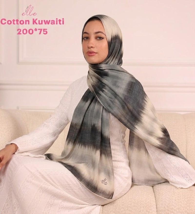 Luxury Kuwaiti Cotton Islamic Hijab Scarf for Women – Elegant Design for Daily Wear & Special Occasions – Size 200 × 75 cm