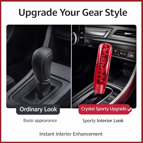 YOURKARTS.COM Gear Shift Knob Crystal Bubble Styling – 15CM Sporty Handle Gear Head for Manual/Automatic Cars (Red) | Universal Interior Mod | car Accessories 2025 - Image 2