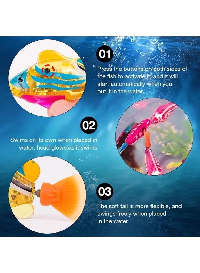 Robo Fish Set of 4 Robo Fish for Children, Robot Fish Bathtub, Floating Fish, Artificial Moving Fish, Reusable Floating Robot Fish with 10 Batteries LED Lights - Image 3