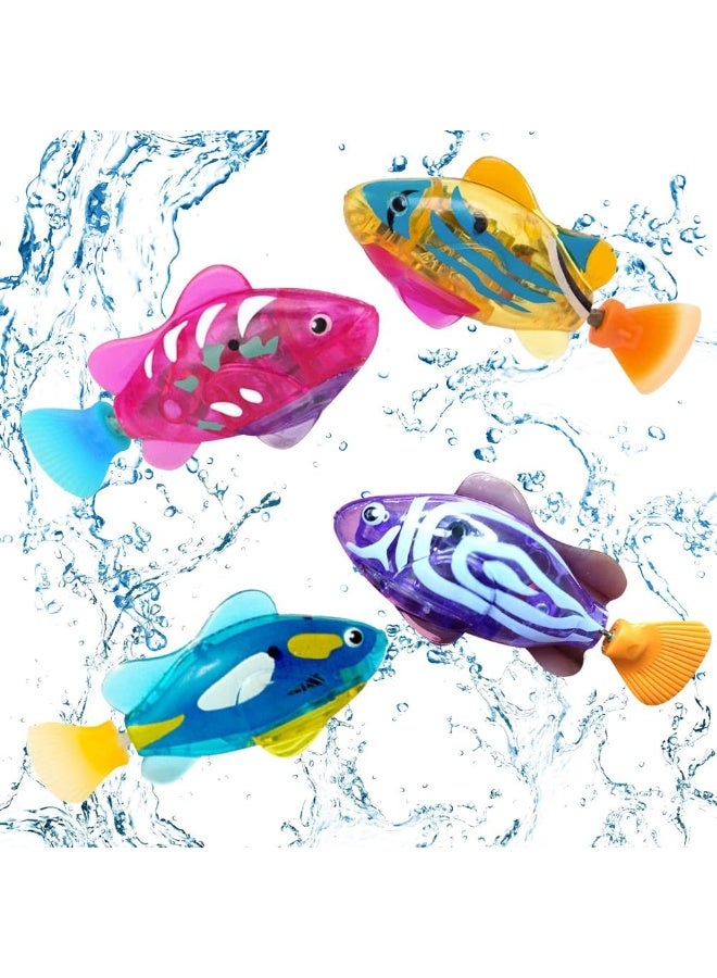 Robo Fish Set of 4 Robo Fish for Children, Robot Fish Bathtub, Floating Fish, Artificial Moving Fish, Reusable Floating Robot Fish with 10 Batteries LED Lights - Image 1