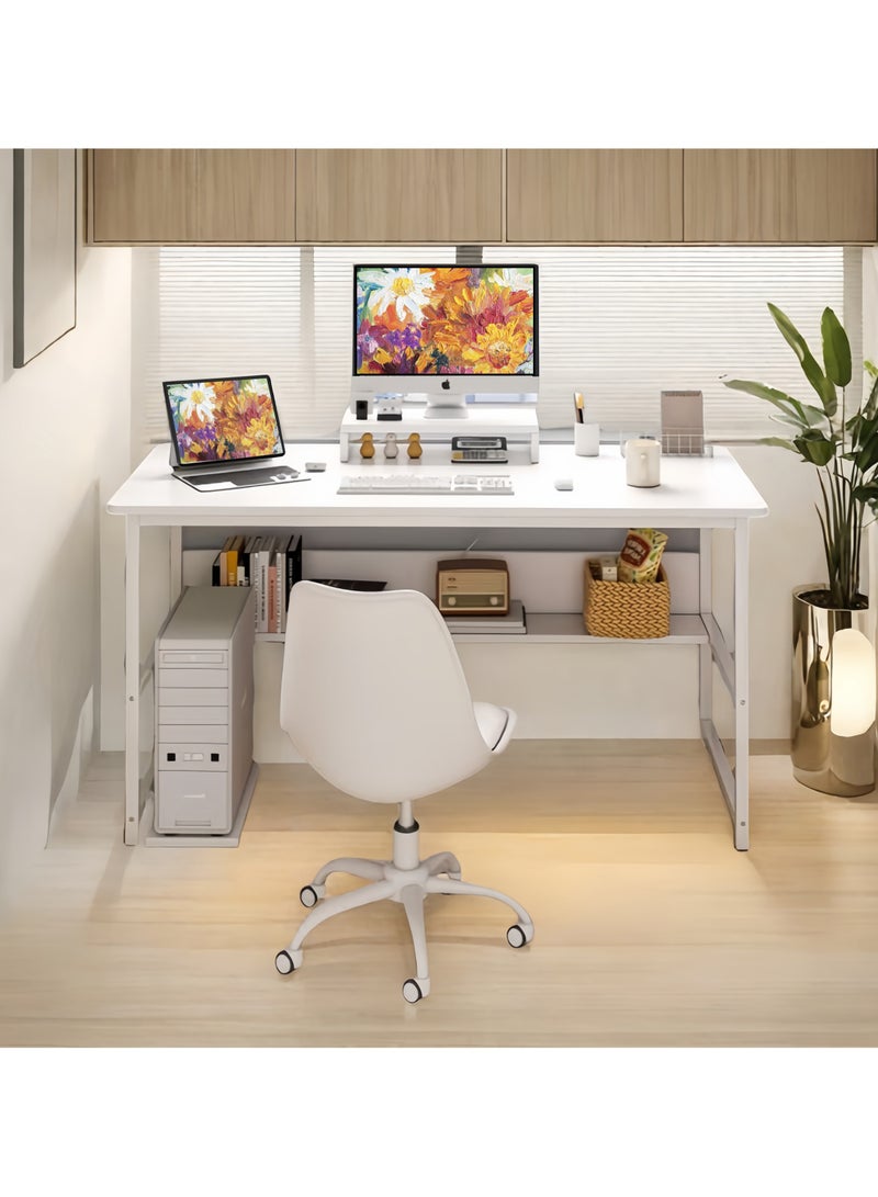 ACPLAY 120cm Extra Wide and Strong Computer Desk with 15mm Thick Desktop Bookshelf Monitor Stand and CPU Holder for Spacious Home Office Study and Gaming Setup - Image 5