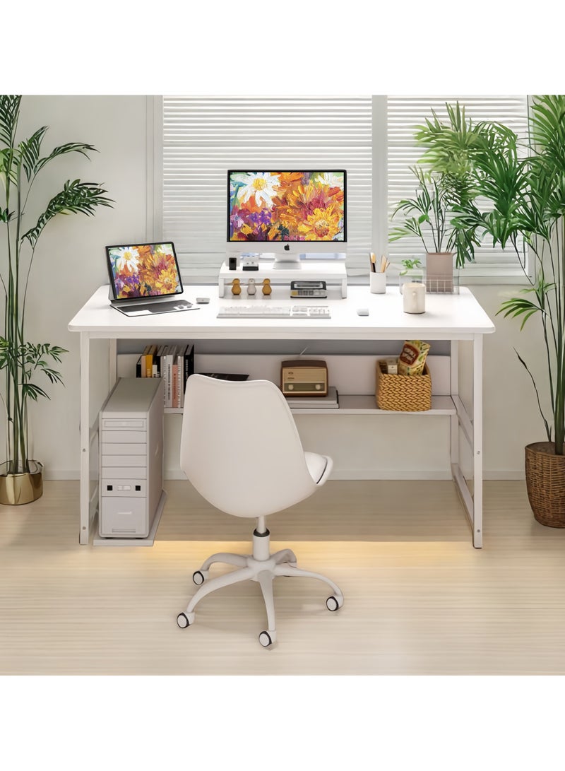 ACPLAY 120cm Extra Wide and Strong Computer Desk with 15mm Thick Desktop Bookshelf Monitor Stand and CPU Holder for Spacious Home Office Study and Gaming Setup - Image 4