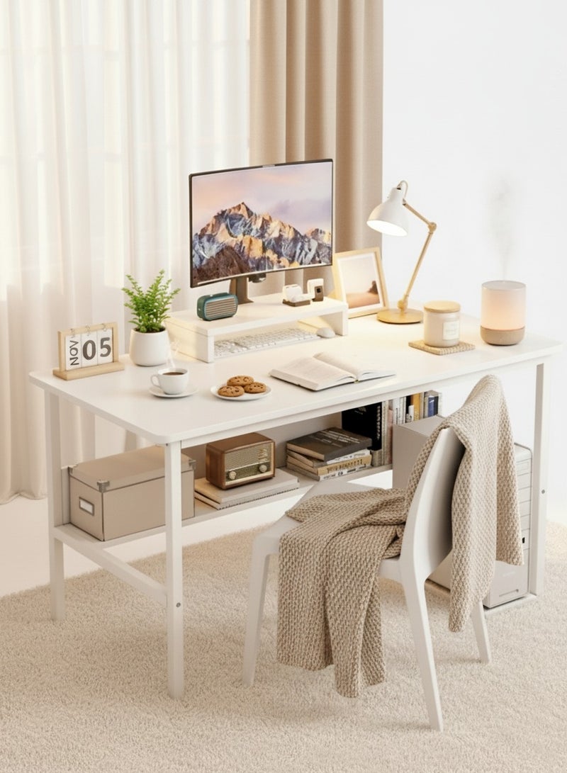 ACPLAY 120cm Extra Wide and Strong Computer Desk with 15mm Thick Desktop Bookshelf Monitor Stand and CPU Holder for Spacious Home Office Study and Gaming Setup - Image 1