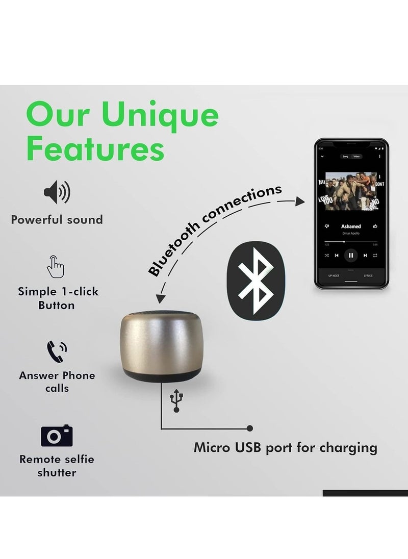 Generic - Best Mini Portable Bluetooth Speaker With HD Sound & Bass I Smallest Wireless Bluetooth Speakers For Phone/PC/Tablet I Photo Selfie Button Answer Phone Calls I Cute Tiny Speaker - Image 1