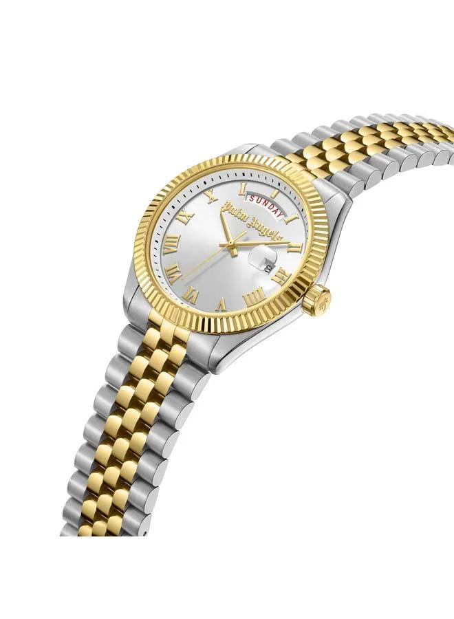 Palm Angels Primo Silver Dial Silver Gold Stainless Steel Bracelet Analog Watch for Men, 42mm