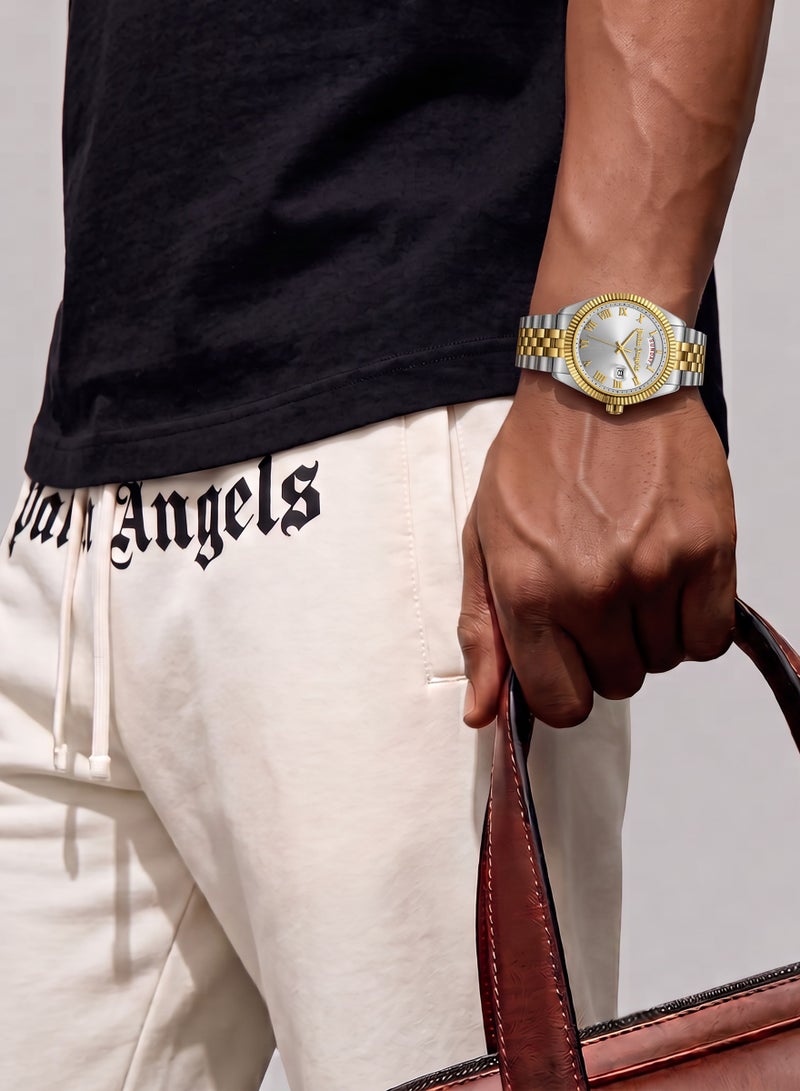 Palm Angels Primo Silver Dial Silver Gold Stainless Steel Bracelet Analog Watch for Men, 42mm - Image 4