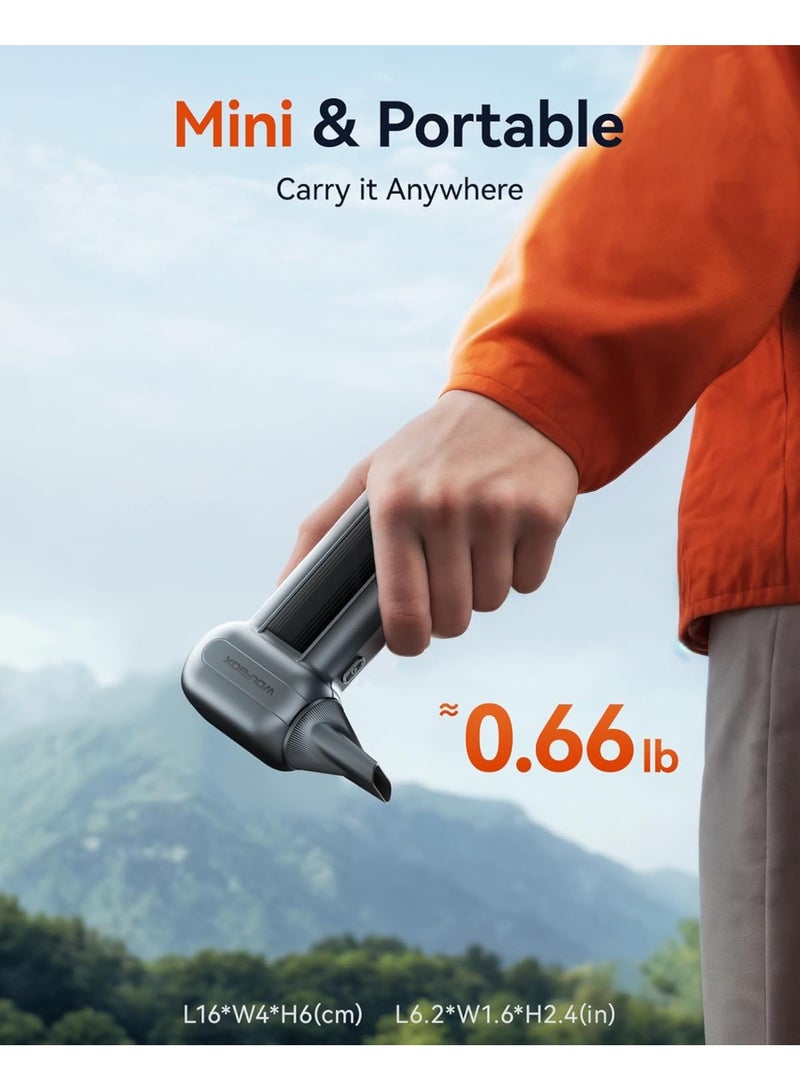 WOLFBOX Electric Air Duster MegaFlow100 150000RPM Super Power | 3-Speed Cordless Rechargeable Air Blower with Brushless Motor | 5 Nozzles & 2 Brushes | Type-C Fast Charging | for Computer, Keyboard, Car & Home Cleaning - Image 4