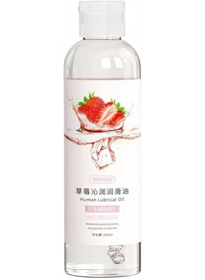 SHENGHUI Washable water-based personal lubricant, intimate long-lasting non-stick gel for couples massage with high-volume lubricant ,200ml (Strawberry flavor) - Image 1