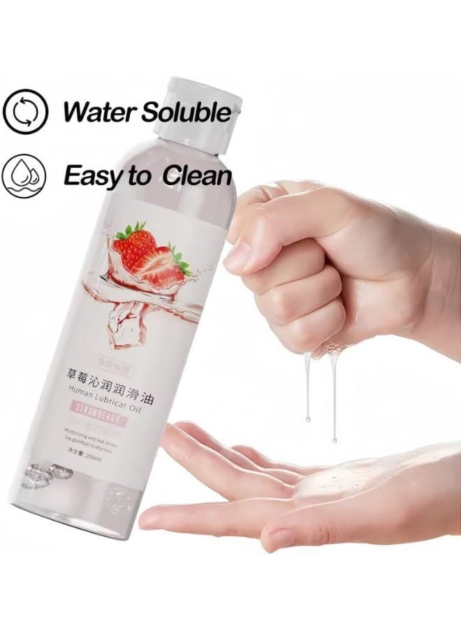 SHENGHUI Washable water-based personal lubricant, intimate long-lasting non-stick gel for couples massage with high-volume lubricant ,200ml (Strawberry flavor) - Image 2