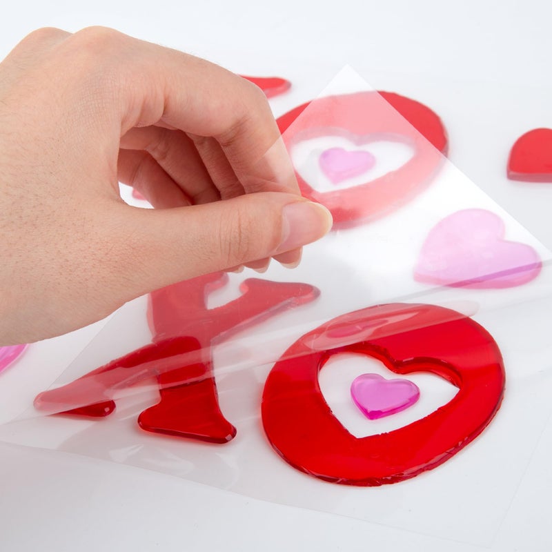 HOHUCRAB 6 Sheets Valentines Day Gel Window Clings, Red Heart, Happy Valentines for Glass Windows Bulletin Board and Wedding Anniversary Party Decorations, Valentines Day Decor Stickers for Home Office - Image 3