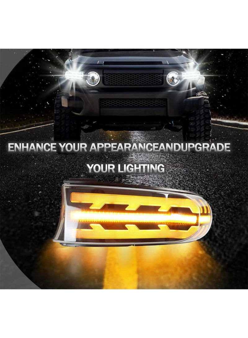 Toyota FJ Cruiser 2007–2022 LED Corner Headlights (Black Housing, Smoked Lens) – Switchback DRL White/Amber Turn Signal Upgrade - Image 5